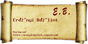 Erényi Bálint névjegykártya